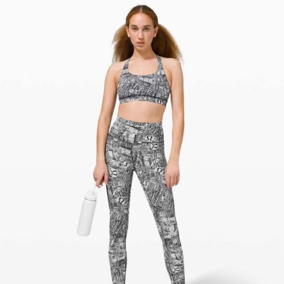 Lululemon Logo Energy Sports Bra Tear It Up Alpine White / Black W2AYSS Size 4 - Picture 8 of 8